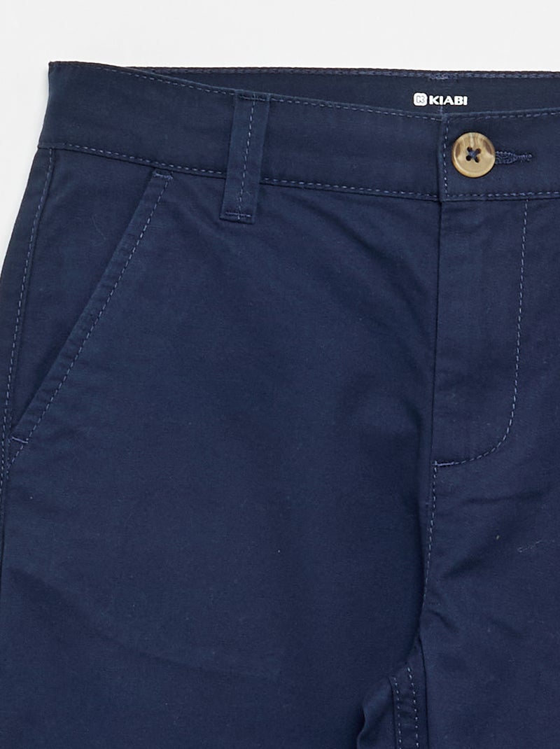 Pantalon droit en coton Bleu - Kiabi