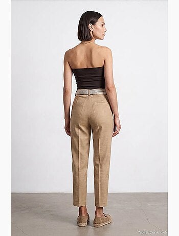 Pantalon droit en crêpe à plis dilvin