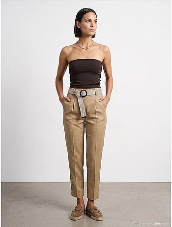 Pantalon droit en crêpe à plis dilvin