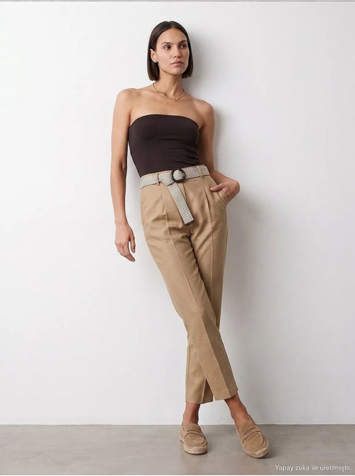 Pantalon droit en crêpe à plis dilvin - Kiabi Pantalon droit en crêpe à plis dilvin - Kiabi