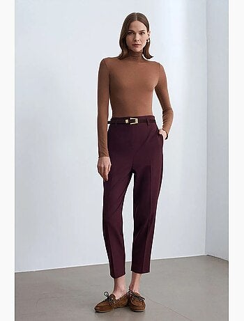 Pantalon droit en crêpe à taille haute dilvin