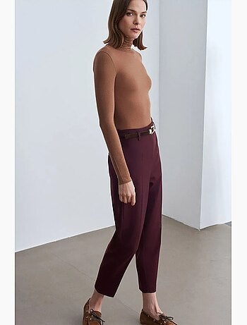 Pantalon droit en crêpe à taille haute dilvin