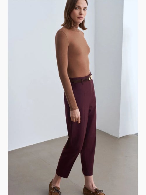 Pantalon droit en crêpe à taille haute dilvin - Kiabi