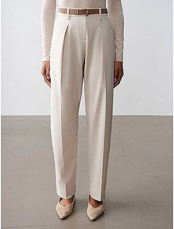 Pantalon droit en crêpe avec ceinture dilvin