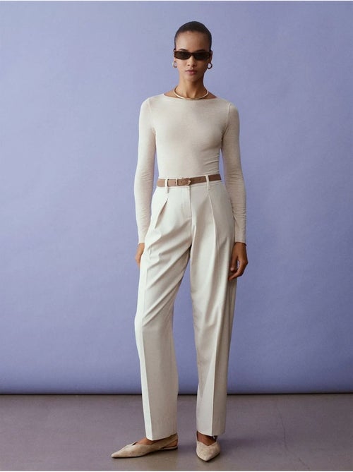 Pantalon droit en crêpe avec ceinture dilvin - Kiabi Pantalon droit en crêpe avec ceinture dilvin - Kiabi