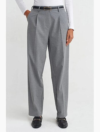 Pantalon droit en crêpe avec ceinture dilvin