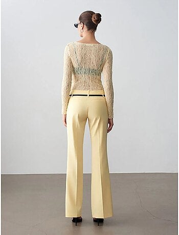 Pantalon droit en crêpe avec ceinture dilvin