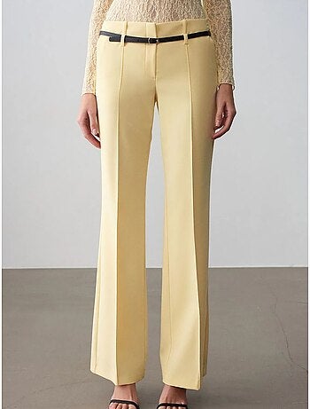 Pantalon droit en crêpe avec ceinture dilvin
