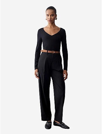 Pantalon droit en crêpe avec ceinture dilvin