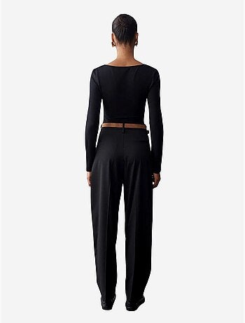 Pantalon droit en crêpe avec ceinture dilvin