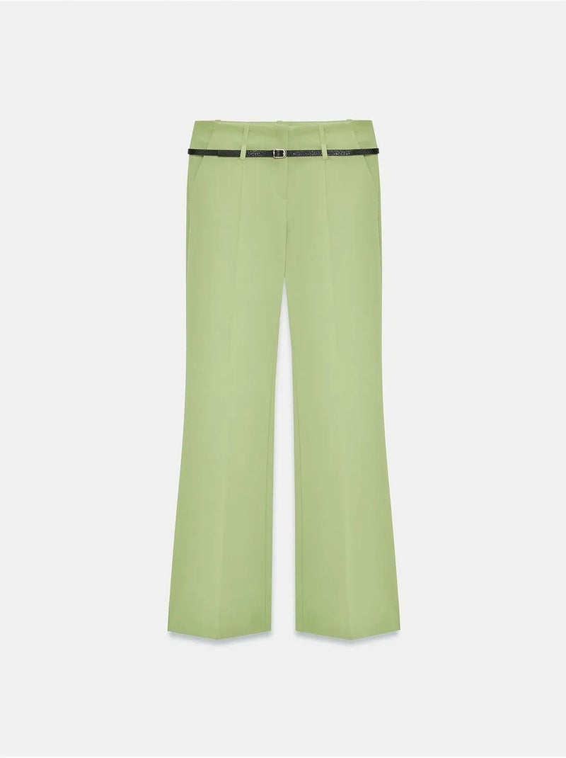 Pantalon droit en crêpe avec ceinture dilvin Vert menthe - Kiabi