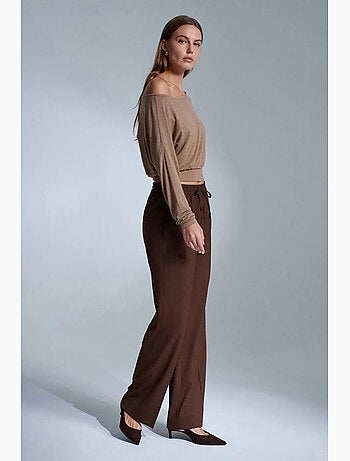 Pantalon droit en crêpe femme dilvin