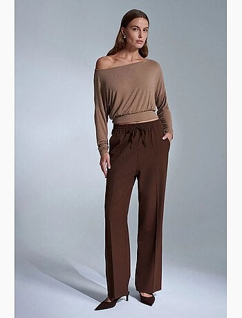Pantalon droit en crêpe femme dilvin