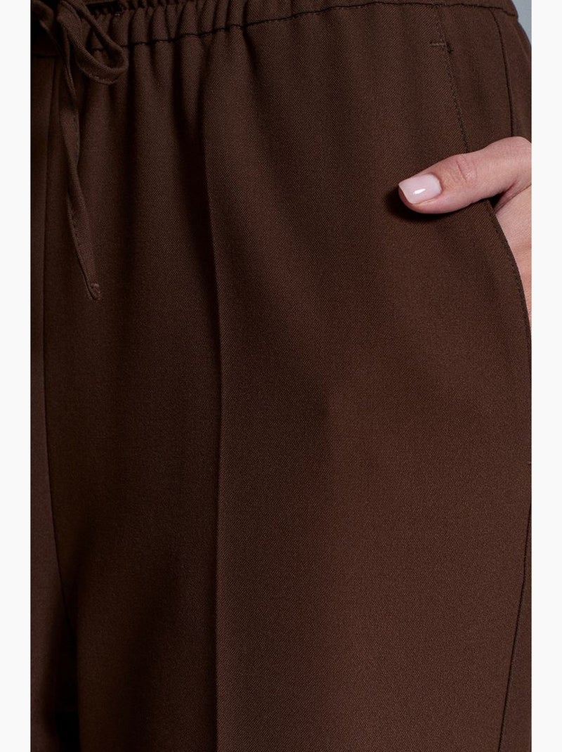 Pantalon droit en crêpe femme dilvin Marron - Kiabi