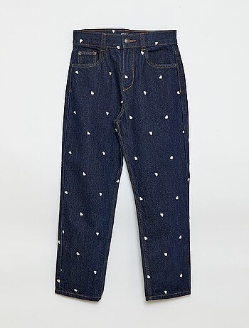 Pantalon droit en denim avec motif