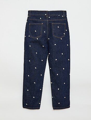 Pantalon droit en denim avec motif