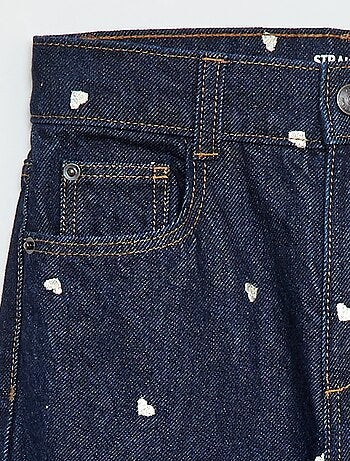 Pantalon droit en denim avec motif