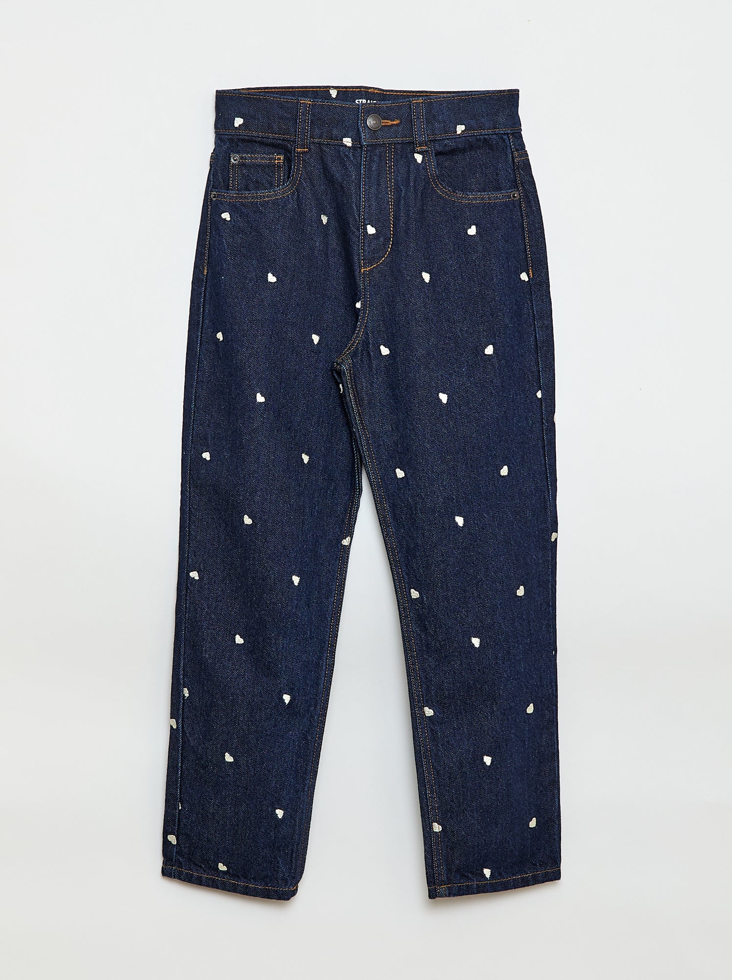 Pantalon droit en denim avec motif
