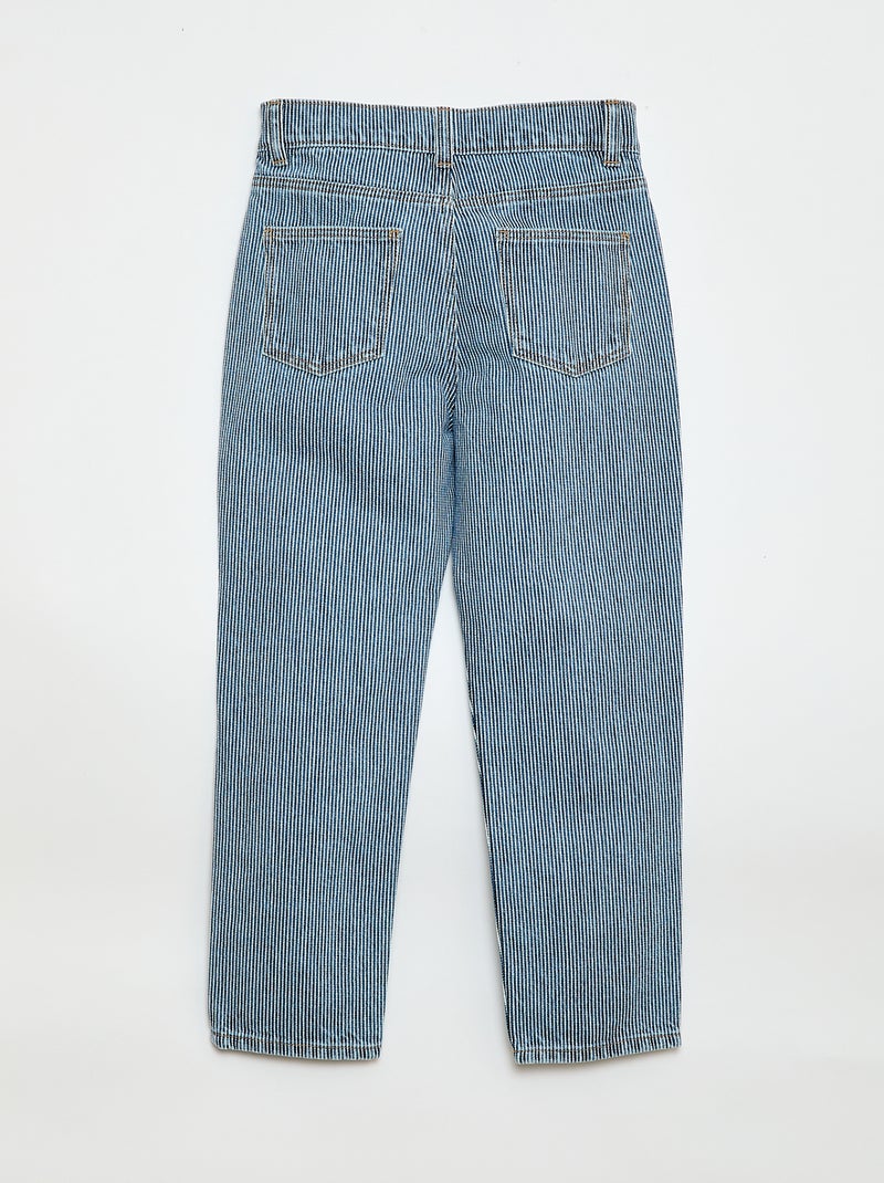 Pantalon droit en denim avec motif Bleu - Kiabi