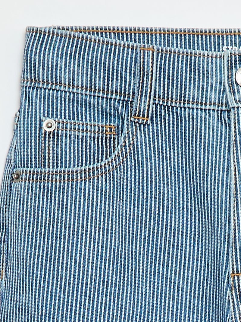 Pantalon droit en denim avec motif Bleu - Kiabi