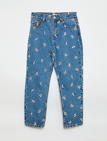 Pantalon droit en denim avec motif