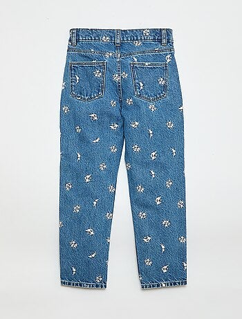 Pantalon droit en denim avec motif