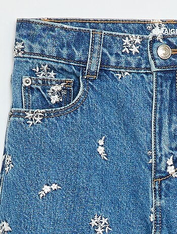 Pantalon droit en denim avec motif