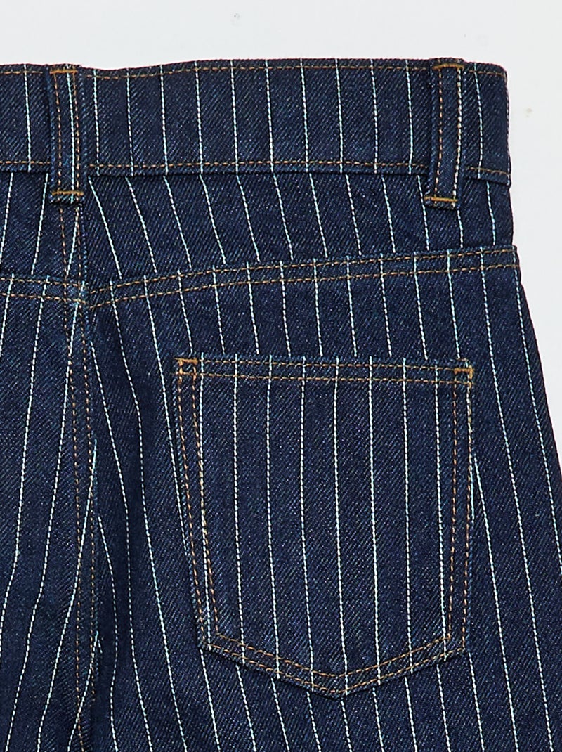 Pantalon droit en denim avec motif Bleu - Kiabi