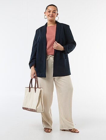 Pantalon droit en lin mélangé