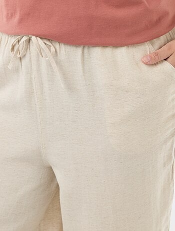 Pantalon droit en lin mélangé