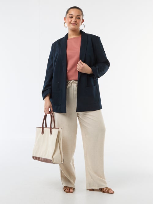 Pantalon droit en lin mélangé - Kiabi