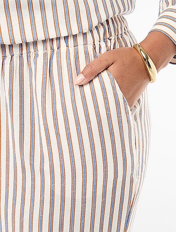 Pantalon droit en lin mélangé