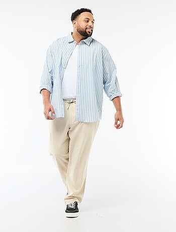 Pantalon droit en lin mélangé