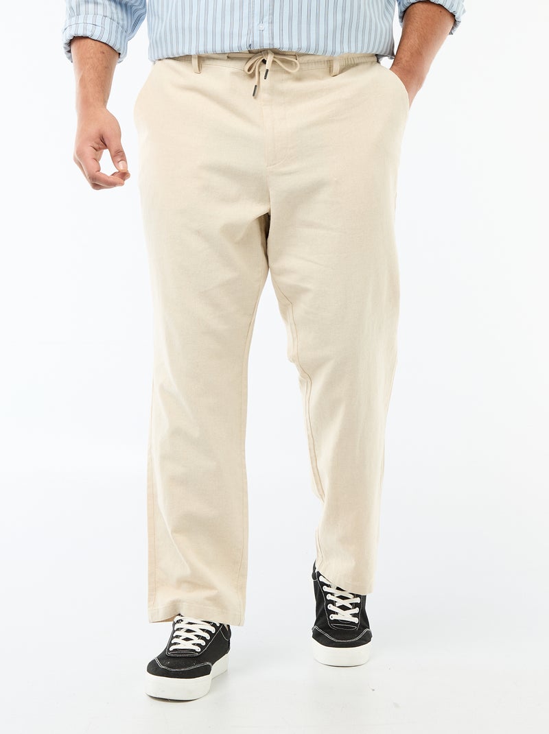 Pantalon droit en lin mélangé Blanc - Kiabi