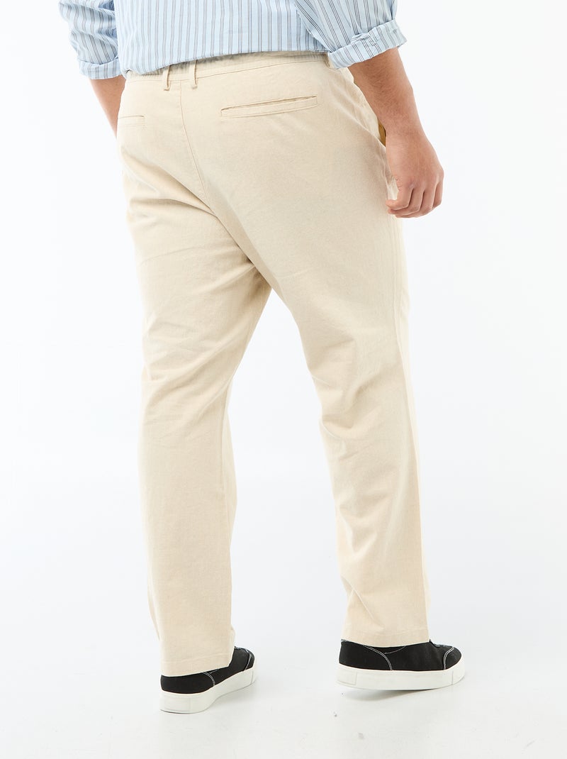 Pantalon droit en lin mélangé Blanc - Kiabi