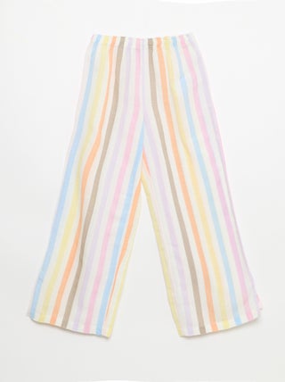 Pantalon droit en lin mélangé