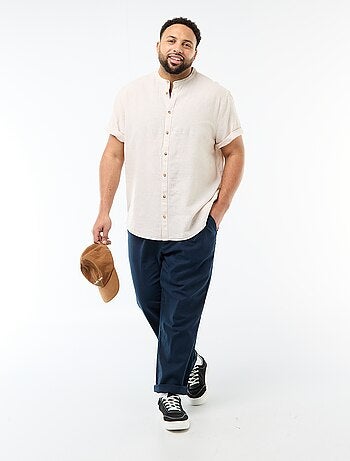 Pantalon droit en lin mélangé