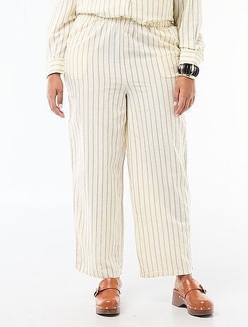Pantalon droit en lin mélangé