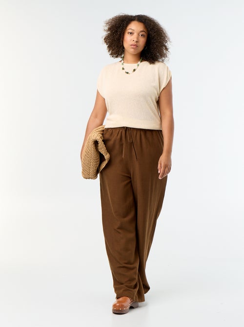 Pantalon droit en lin mélangé - Kiabi