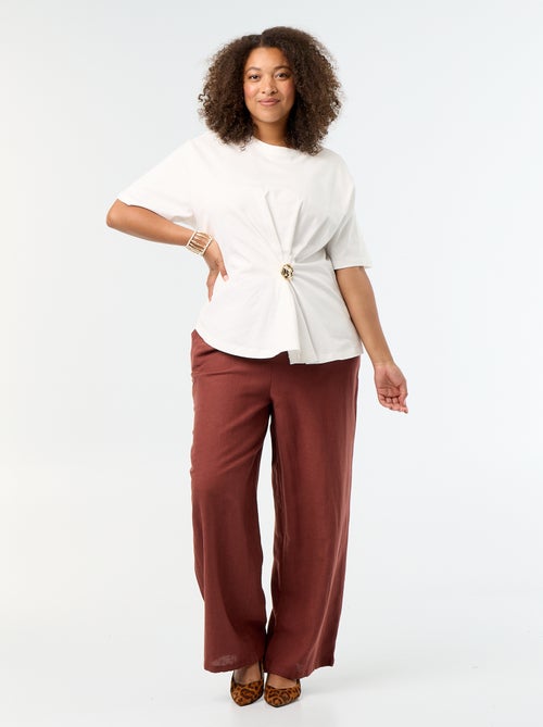Pantalon droit en lin mélangé - Kiabi