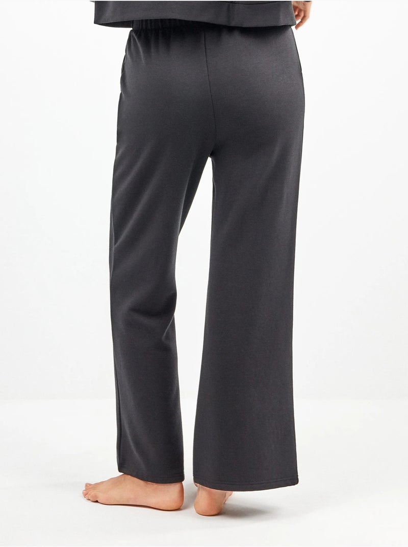 Pantalon droit en molleton Noir - Kiabi