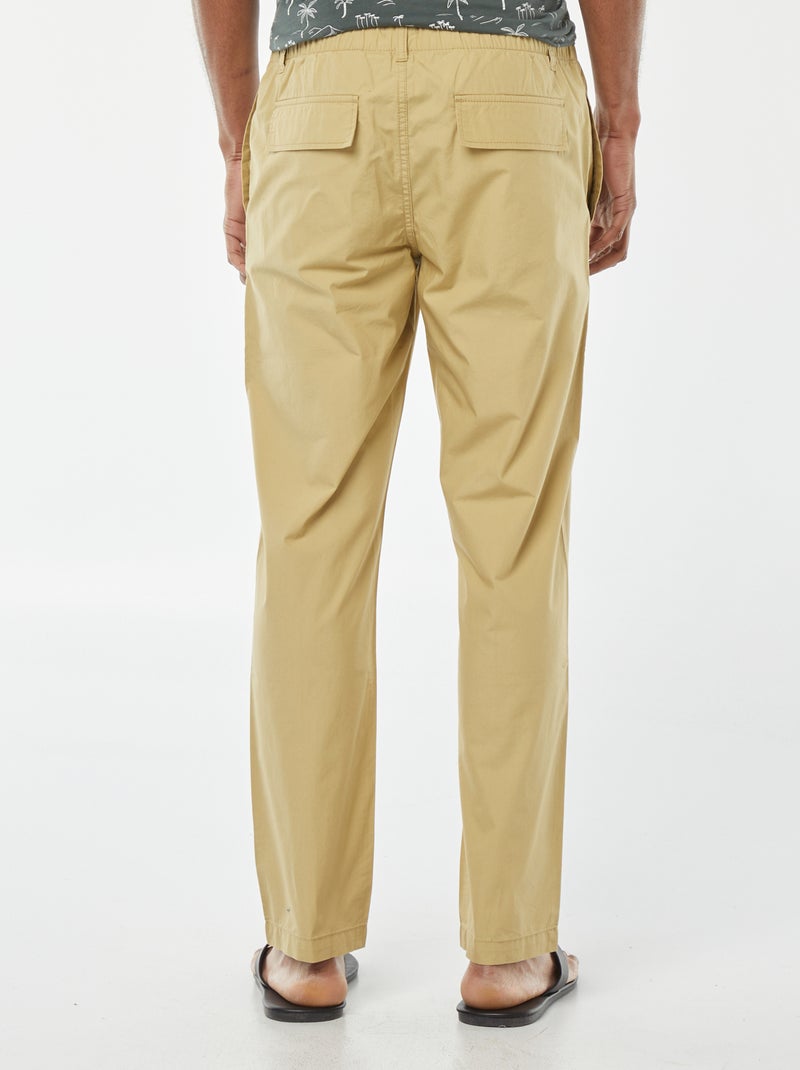 Pantalon droit en popeline craquante Kaki - Kiabi