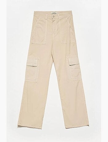 Pantalon droit en popeline de coton à taille haute dilvin