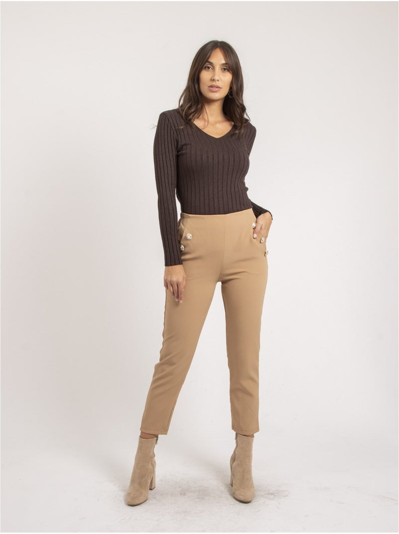 Pantalon droit eslina Beige - Kiabi