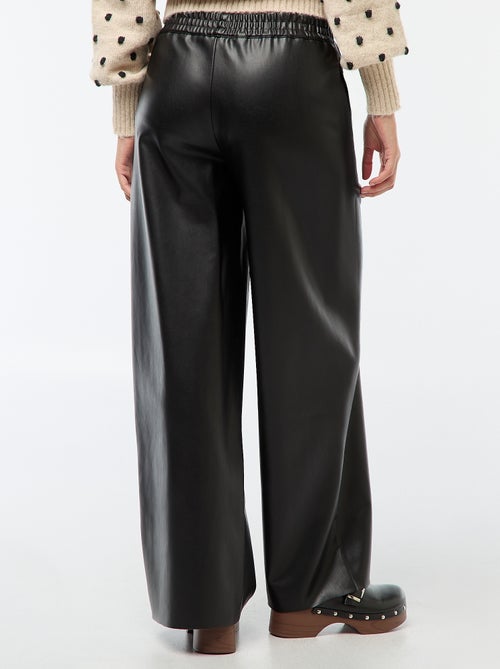 Pantalon droit faux cuir uni - Kiabi