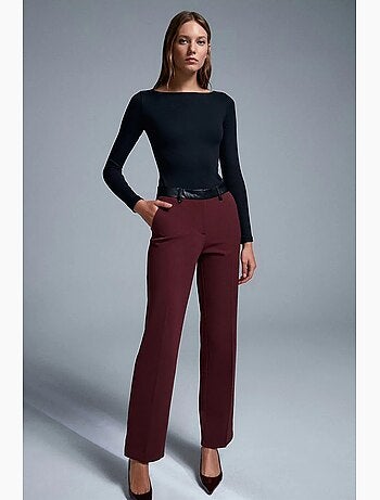 Pantalon droit femme effet cuir dilvin