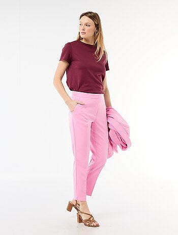 Pantalon droit femme en chaîne et trame