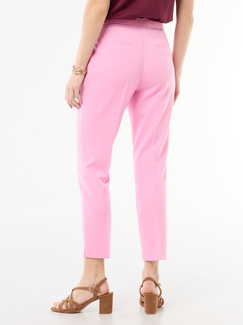 Pantalon droit femme en chaîne et trame Rose - Kiabi