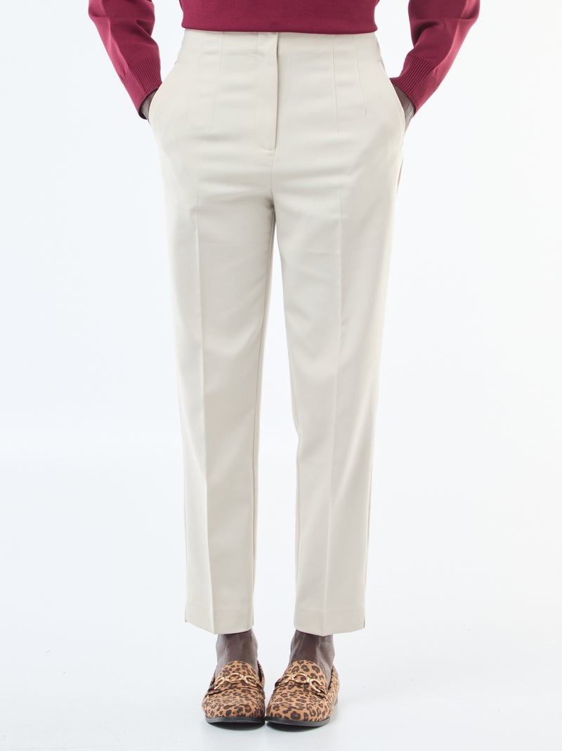 Pantalon droit femme taille haute Ecru - Kiabi