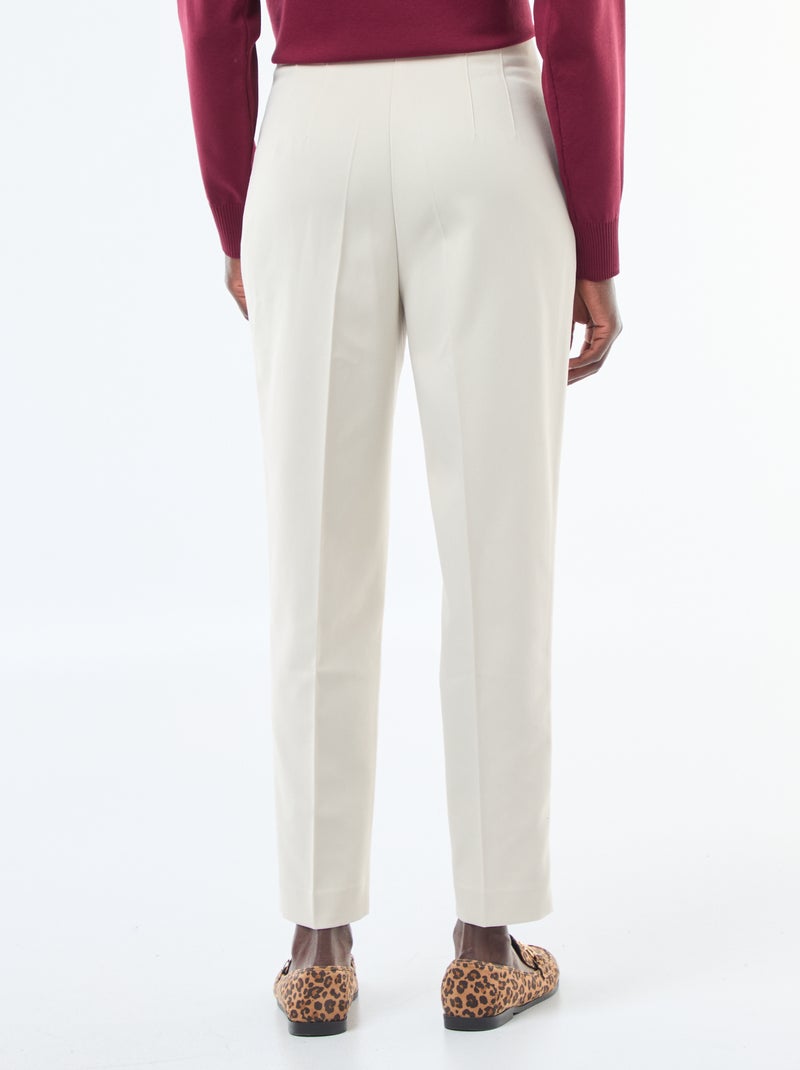 Pantalon droit femme taille haute Ecru - Kiabi